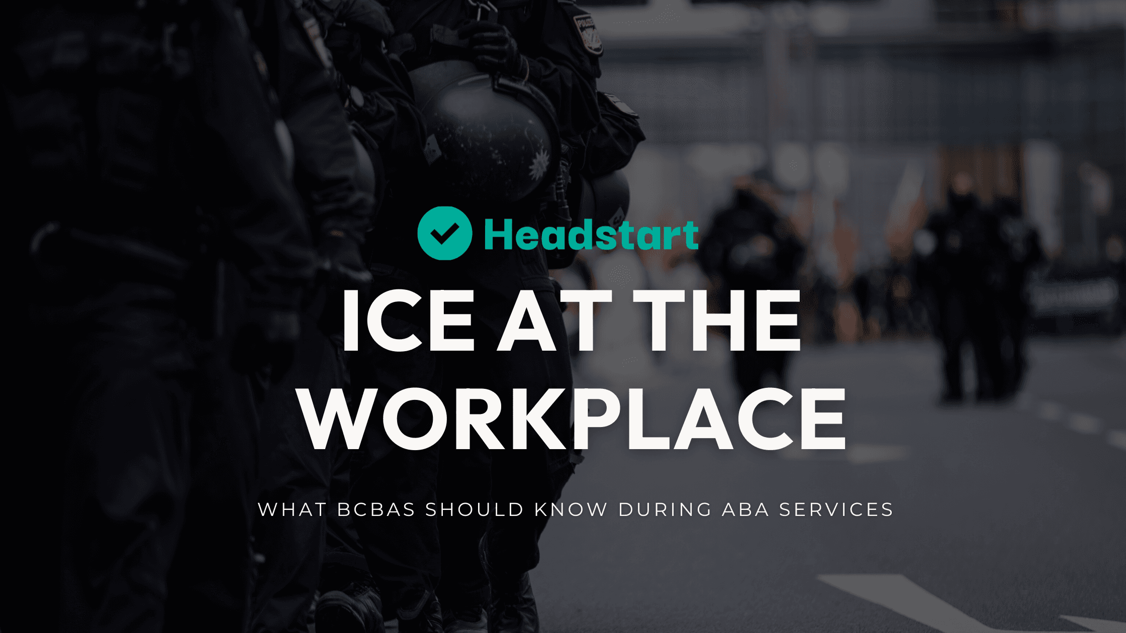 Immigration enforcement officers beneath the words ICE at the workplace
